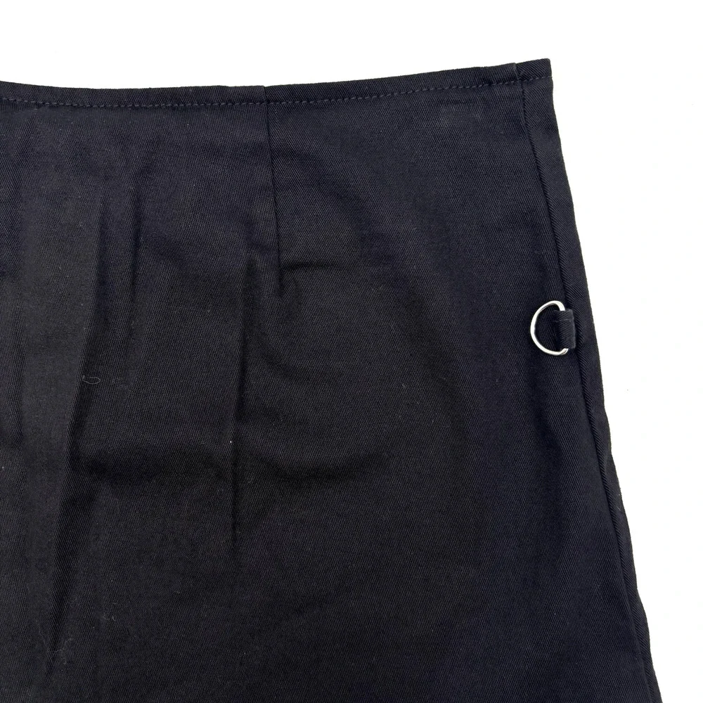 Vintage 90s Y2K DOGPILE Black Low Rise Zip Up D-ring Micro Skirt XS 26x11